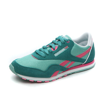 锐步REEBOK+女鞋休闲鞋运动鞋J91875+翡翠色+蓝绿+粉