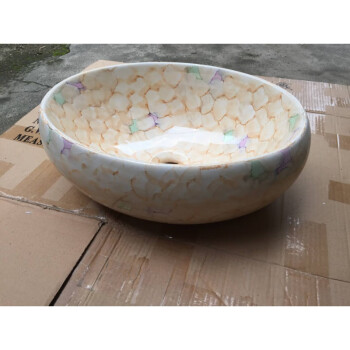 阳台洗手盆陶瓷台上盆迷你小尺寸椭圆形艺术盆小号30cm/35cm家用 大号椭圆五彩赤48*33*15cm