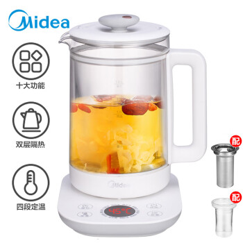 美的（Midea）养生壶电水壶烧水壶电热水壶煮茶壶花茶壶电茶壶煮水壶煮茶器1.5L玻璃MK-YS15E205,降价幅度10.1%