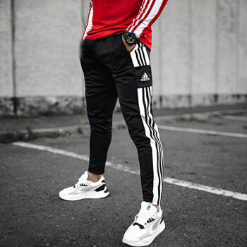 阿迪达斯 （adidas）男裤 春季新款运动裤跑步训练卫裤透气休闲针织收腿小脚长裤子 GK9545/黑色 M(175/80A)