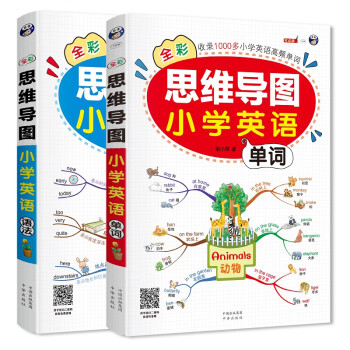 小学英语单词+语法（全2册）全彩思维导图 小学1-6年级通用