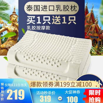 
                                                            
                                        【买一个送一个 送同款】诺伊曼枕头乳胶枕颈椎枕头泰国进口乳胶枕天然乳胶枕头护颈枕头橡胶枕头硅胶枕头 按摩头乳胶枕60*40*12-10cm                