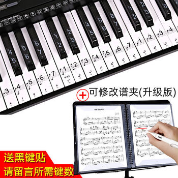 适用于钢琴贴纸88键透明6154电子琴按键盘音标贴音符不粘五线简谱配件