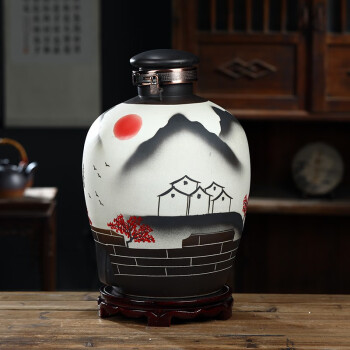 景德镇陶瓷酒坛带密封盖10斤酒缸泡酒罐大号家用白酒瓶复古雕刻坛子瓷