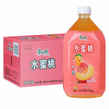 康师傅水蜜桃果汁饮品大瓶1l12瓶整箱清甜果味新日期