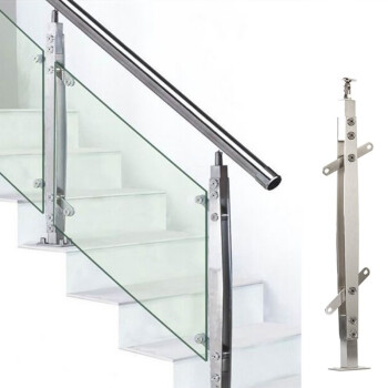 适用不锈钢玻璃楼梯扶手工程扶手304菱形挂玻璃立柱栏杆室外别墅定制