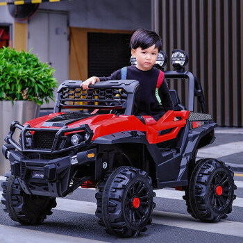 儿童汽车四驱越野带遥控可坐大人小孩宝宝玩具双人摇摆四轮童车玩具低