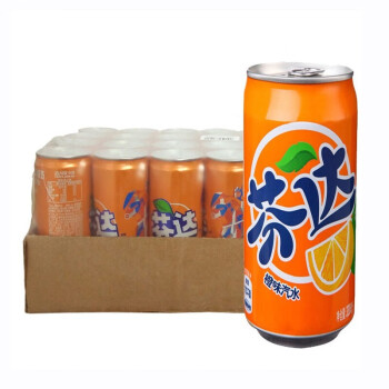 芬达橙味汽水330ml24听整箱碳酸饮料汽水摩登长罐可口可乐出品休闲