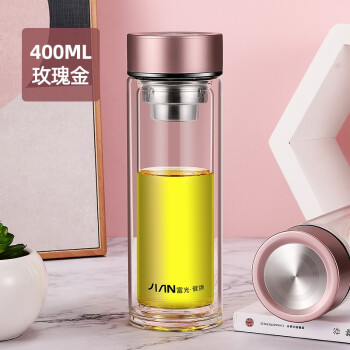 时尚隔热防烫加厚底办公泡茶杯子 带茶隔企业团购定制礼品杯 400ml