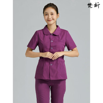 120急救工作服紫色冬icu室护士急诊科长短袖分体套装夏天透气女紫色