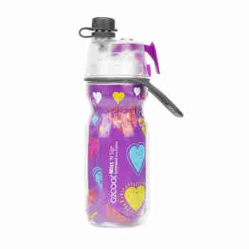 O2COOL美国学生儿童350毫升喷雾运动水杯夏季可爱户外保冷便携随手杯 紫色-桃心