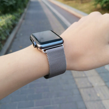 闻度鲜iwatch表带苹果手表带磁吸applewatch76543代不锈钢金属腕带44