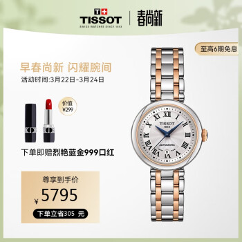 天梭(tissot)瑞士手表 天梭女表 小美人系列钢带机械女士腕表 轻奢