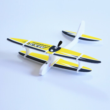 电动泡沫飞机充电手抛慢飞双翼滑翔机户外儿童玩具手工拼装航模型黄色