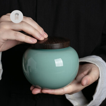尚唐龙泉青瓷茶叶罐 陶瓷茶仓 茶罐 茶具配件 普洱茶罐 手工石榴茶叶罐