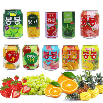 韩国进口饮料果汁12瓶*238ml12种混合口味组合海太葡萄汁草莓汁桔汁