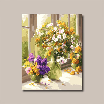史历克数字油画diy花卉手绘上色填色油画欧式植物客厅餐厅卧室小清新