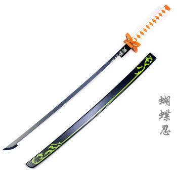 新品鬼灭之刃剑cos1比1道具木刀剑木质方鞘蝴蝶忍含剑架腰带