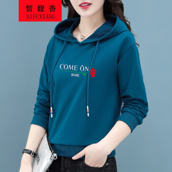 晳馥香卫衣女春秋新品连帽卫衣女新款春秋时尚洋气百搭中年妈妈卫衣40