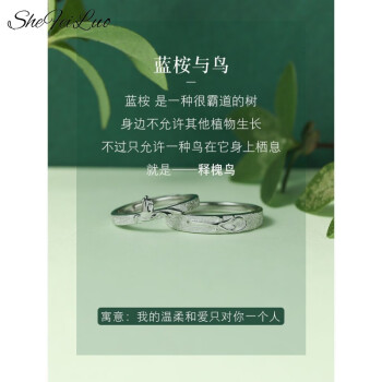 奢菲洛蓝桉与鸟银情侣款戒指男一对小众设计七夕情人节礼物送女友对戒