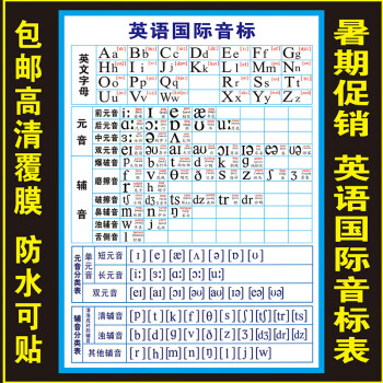 新版英语国际音标分类表挂图海报英文字母元音宣传画墙贴画28寸相纸