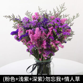 云南勿忘我满天星花束鲜花真花批发插花装饰客厅摆件花卉礼物紫色粉色