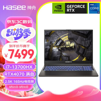 神舟（HASEE）战神TX9R7 13代英特尔酷睿i7 16英寸笔记本电脑(13代i7-13700HX RTX4070 165Hz 2.5K电竞屏)