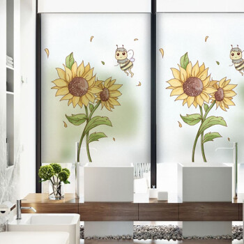 石斑鱼定制向日葵玻璃贴膜客厅移门浴室卫生间窗户玻璃贴纸家用厨房