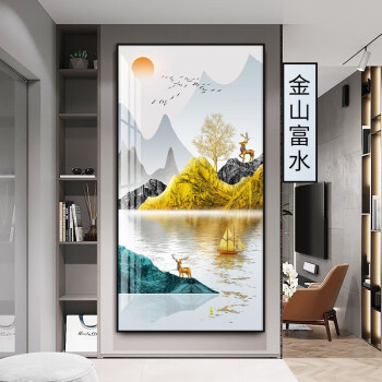 森阁轻奢大气入户玄关装饰画走廊挂画过道壁画楼梯间玄关画现代简约石
