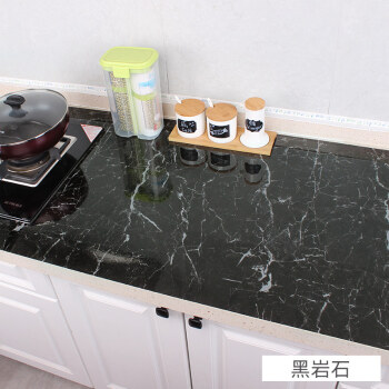 厨房防油贴纸防水耐高温自粘墙贴灶台用橱柜台面大理石黑岩石贴纸60