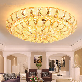 法粤(fayue)客厅大灯水晶灯现代简约金色圆形水晶灯水晶吸顶灯客厅灯
