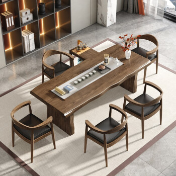 欧迪路实木大板茶桌椅组合原木功夫茶几新中式禅意泡茶台简约现代客厅