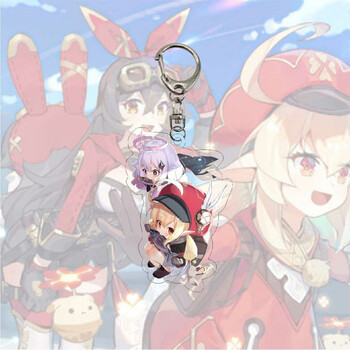 fire抖音同款创意礼品原神亚克力钥匙扣刻晴天芭芭拉温迪可莉琴挂件