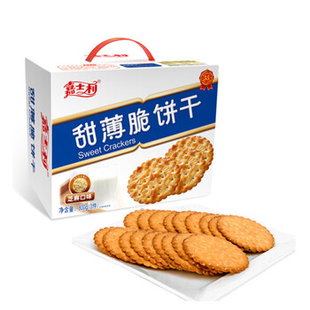 嘉士利 甜薄脆饼干芝麻红枣绿豆味800g盒装 休闲办公室零食芝麻薄脆