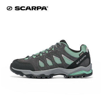 SCARPA 徒步鞋女 Moraine莫林基础版 GTX防水低帮登山鞋亚楦抓地减震户外鞋 63084-202-薄荷绿拼风暴灰拼浅灰-女款 39