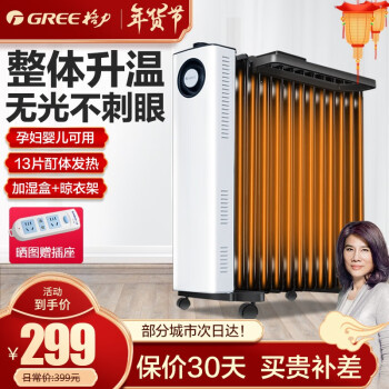 格力（GREE） 取暖器13片15片电热油汀电暖器智能家用加宽油酊电暖气片油丁节能省电防烫暖风烤火炉 13片2200W油汀 NDY23-X6022