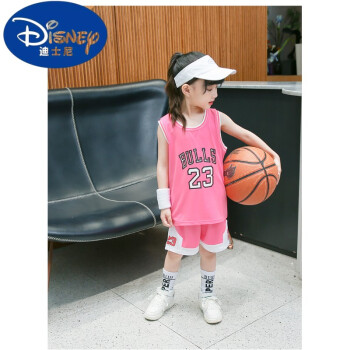 迪士尼【特价捡漏】女童夏季篮球服女宝宝背心运动套装小女孩24湖人23