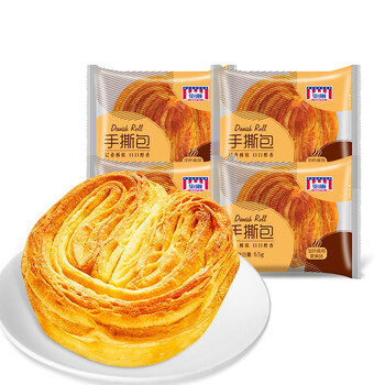曼可顿 手撕面包 早餐下午茶休闲小面包diy烘焙面包 65g*4包组合装