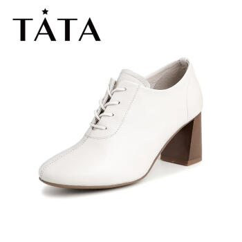 tata/他她女鞋2021春季新品专柜同款交叉绑带深口百搭单鞋女frf02am1