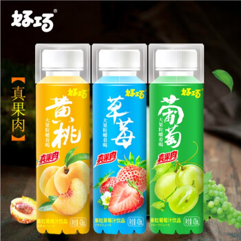 好巧葡萄果粒果汁饮料428ml15瓶整箱果汁饮料批发黄桃草莓果粒果肉