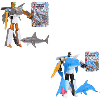 儿童金刚变形动物长隆海洋王国海豚虎鲸鲨鱼机器人男孩玩具大白鲨海豚