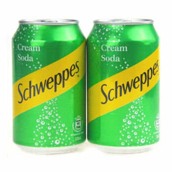 玉泉忌廉汽水香港进口饮料schweppes玉泉绿色忌廉creamsoda汽水330g24