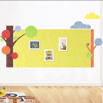 背景墙贴个性创意留言毡板柠檬黄大号> 毛毡板 幼儿园文化墙环创大树