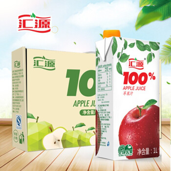 汇源果汁 青春版100%苹果汁1lx5礼盒升级 果汁饮料整箱装大瓶