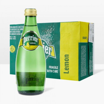 法国perrier巴黎水含气矿泉水苏打水柠檬味330ml24瓶箱柠檬味330ml24
