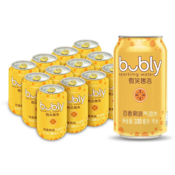 百事bubly微笑趣泡百香果味无糖气泡水300ml12听0糖0卡罐装汽水饮料肖