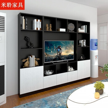 捷兆2022年新款背景墙电视柜一体书架客厅隔断墙置物柜书柜多功能组合