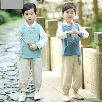 芭梵鼠男童汉服套装男童秋季唐装两件套2021儿童古装小男孩复古中国风