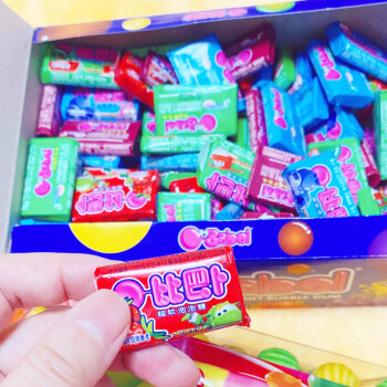老款泡泡糖口香糖80年代泡泡糖怀旧糖果盒装混合多味巴比卜100粒盒装