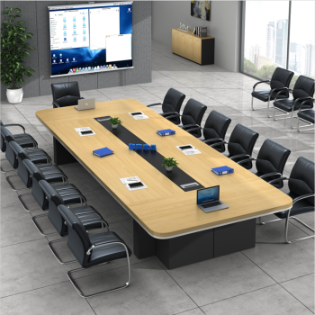 板式公司会议室办公桌椅6人8人10人组合金橡木色20001000750会议桌